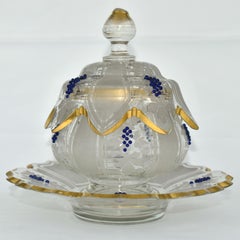 Antike Biedermeier-Zuckerschale aus emailliertem Glas, Candy Box, Bonbonniere