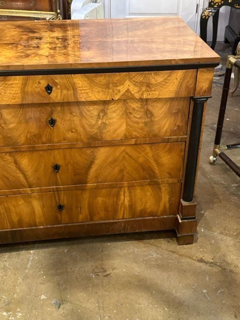 Antique Biedermeier Flame Mahogany and Ebonized Commode In Good Condition For Sale In Dallas, TX
