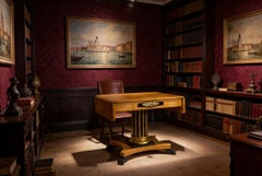 Antique Biedermeier Karelian Birch Ormolu Sofa Table 19th Century