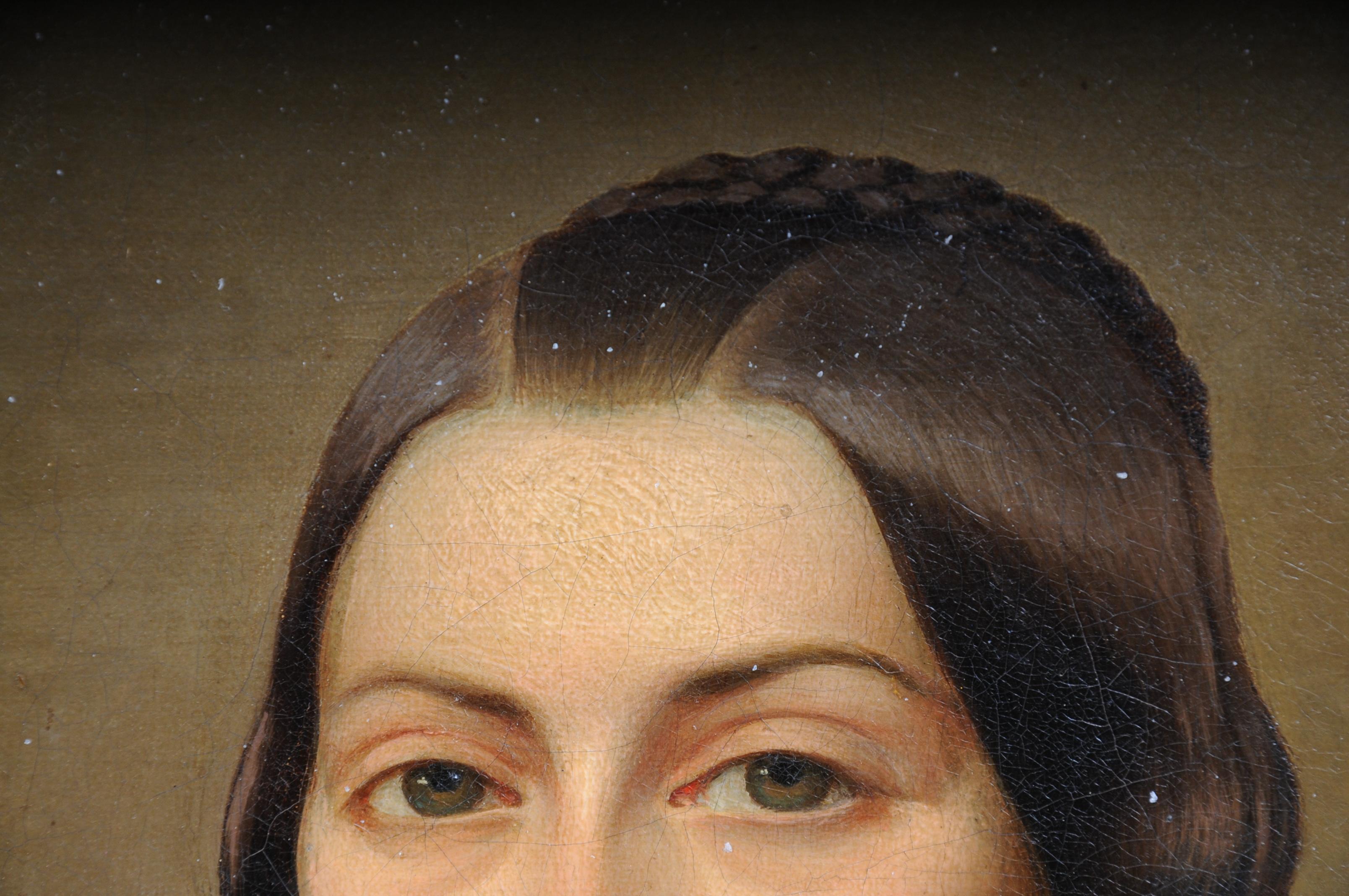 Antikes Biedermeier-Damenporträt / Gemälde, 19. Jahrhundert (20. Jahrhundert) im Angebot