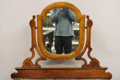 Antique Biedermeier Louis Philippe Burl Walnut Chest Dresser with Mirror