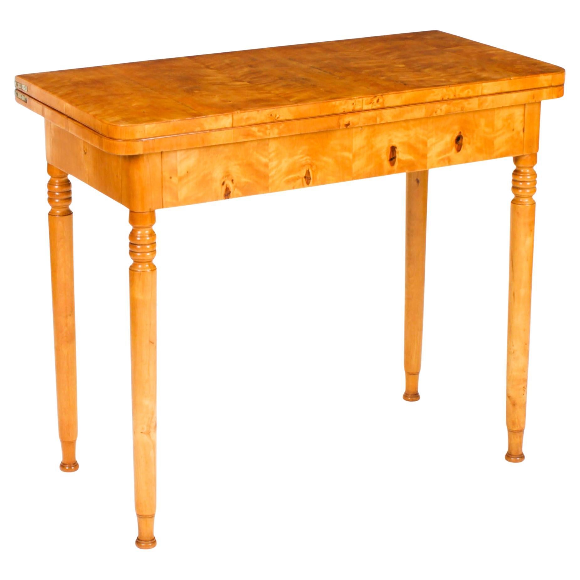 Ancienne table console Biedermeier Maserbirch Card, vers 1830 19ème siècle