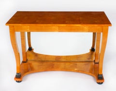 Antique Biedermeier Maserbirch Console Table 19th Century
