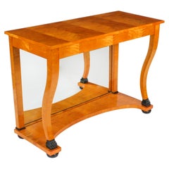 Ancienne table console Biedermeier Maserbirch du 19ème siècle