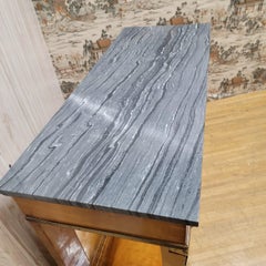 Antique Biedermeier Mirror Back Pier Console Table with 2 Marble Top Side Chests