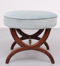 Antique Biedermeier Oval Stool or Ottoman, 1860