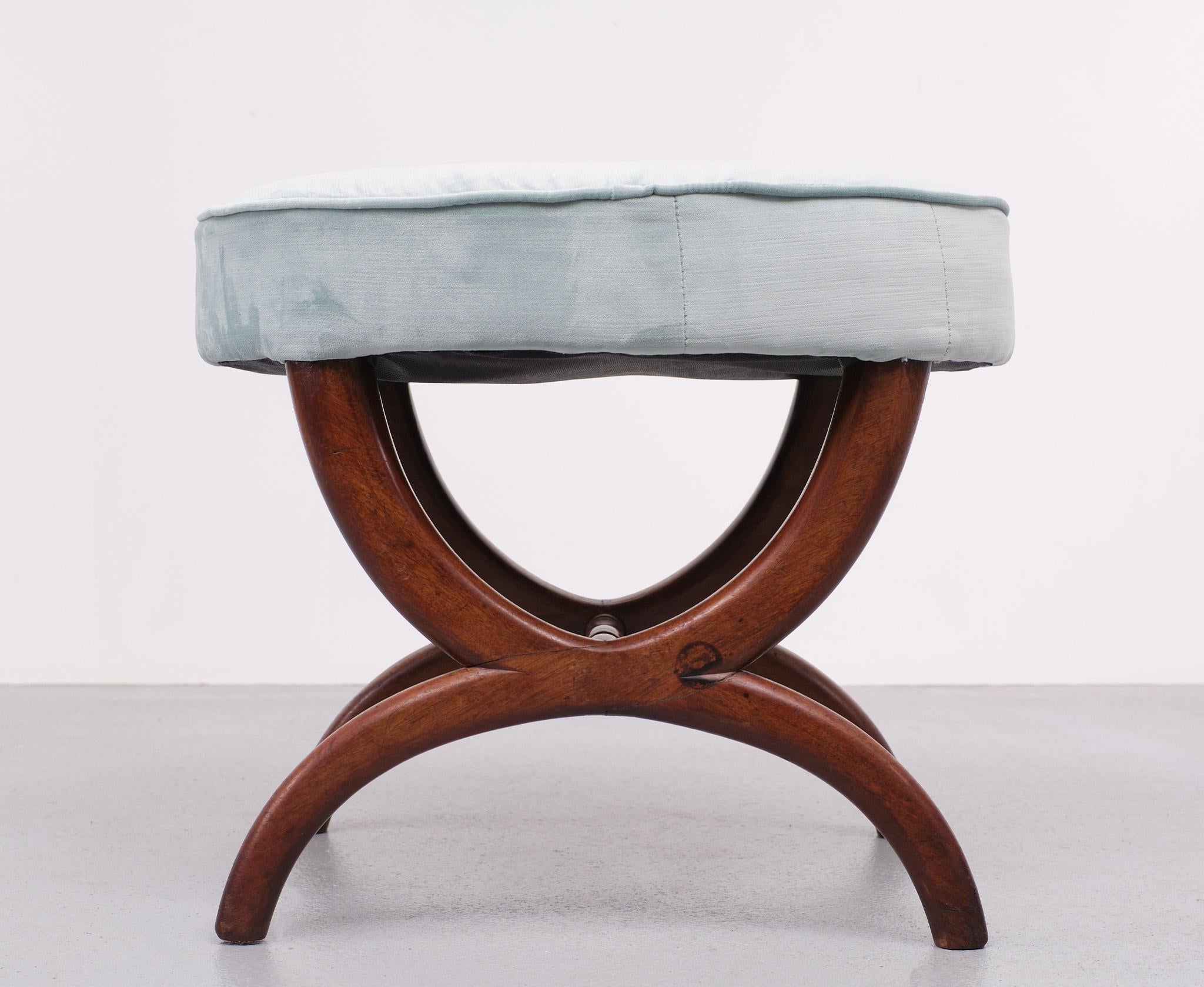 Dutch Antique Biedermeier Oval Stool or Ottoman, 1860