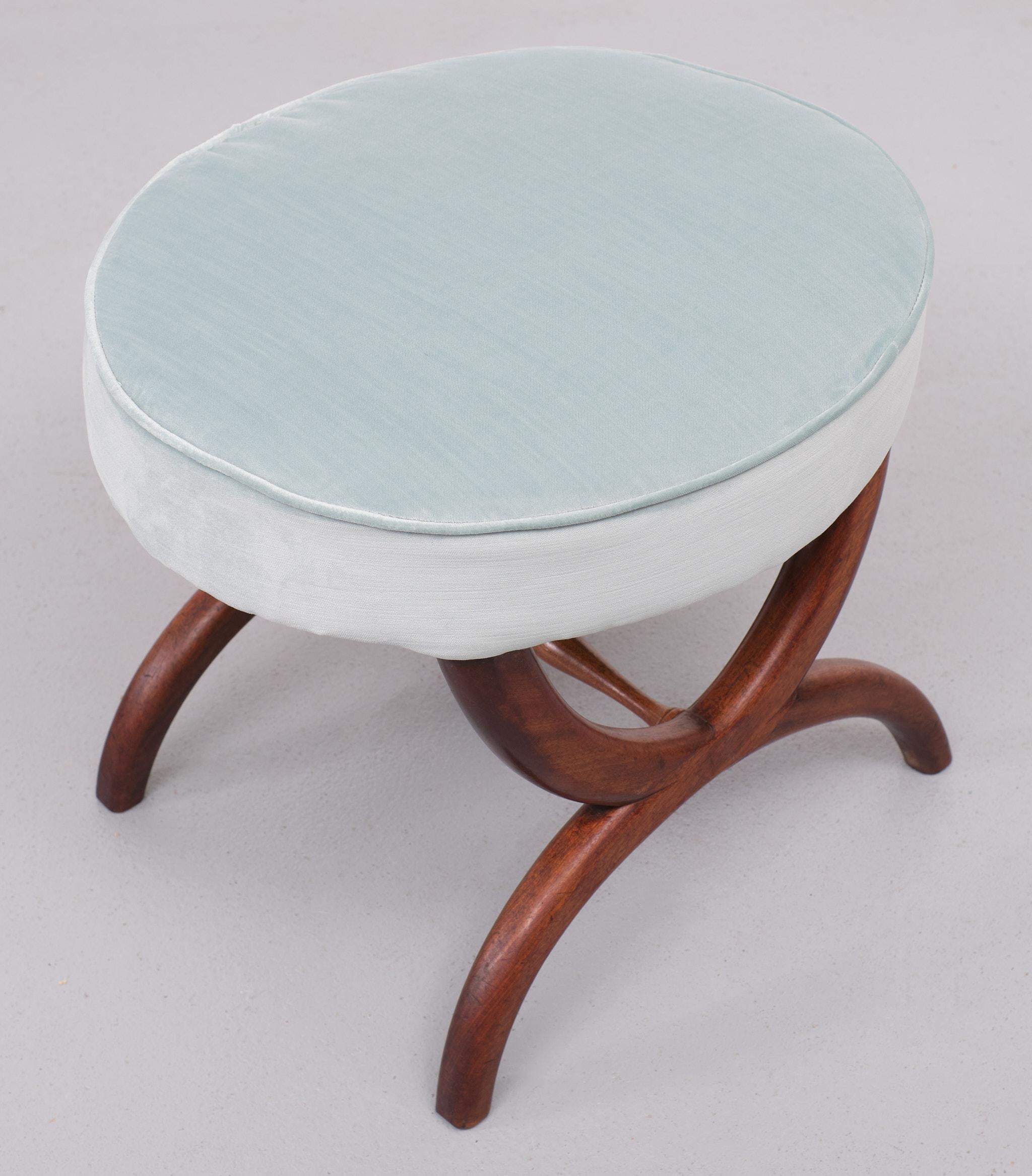 Antique Biedermeier Oval Stool or Ottoman, 1860 In Good Condition In Den Haag, NL