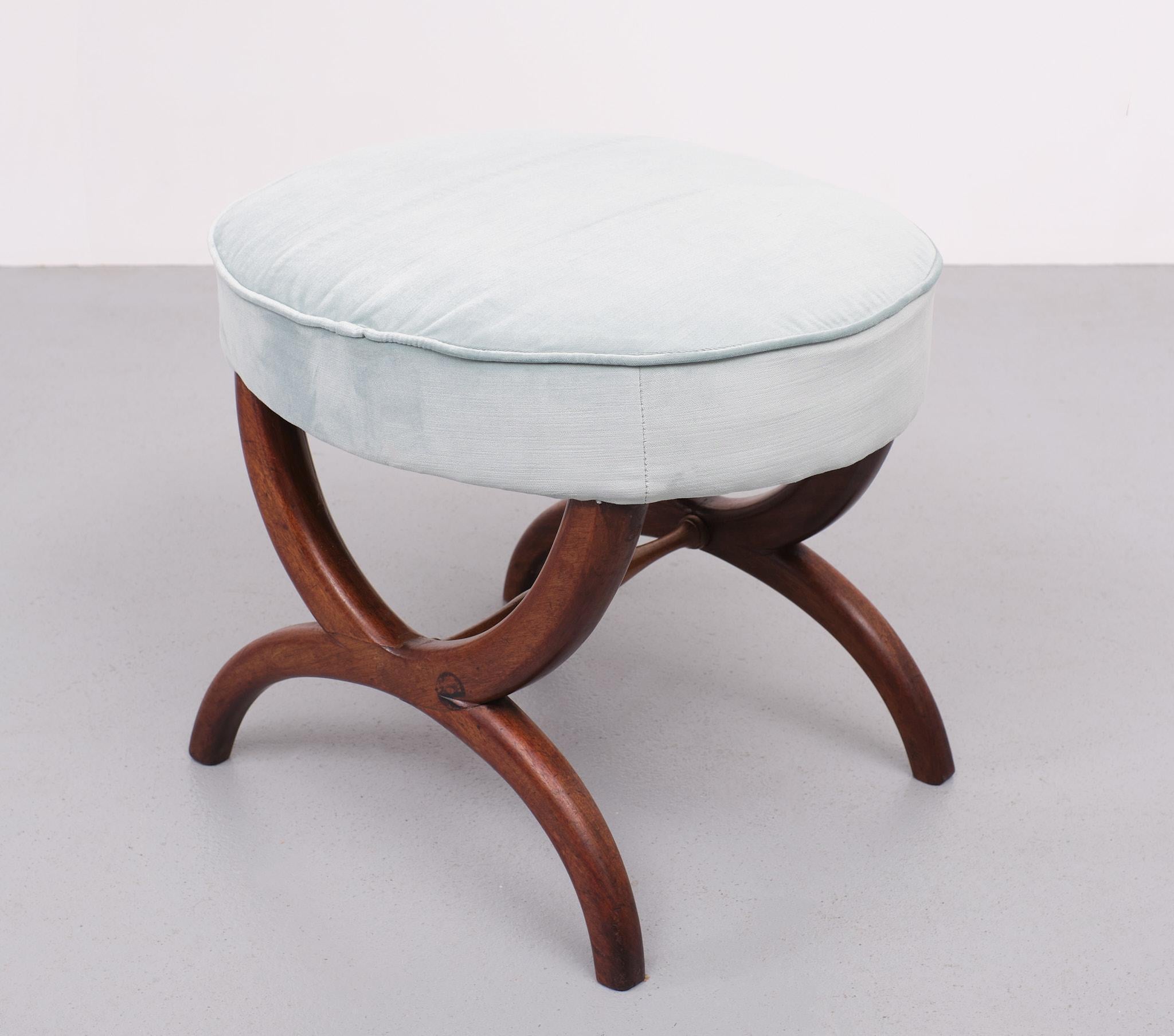 Mid-19th Century Antique Biedermeier Oval Stool or Ottoman, 1860