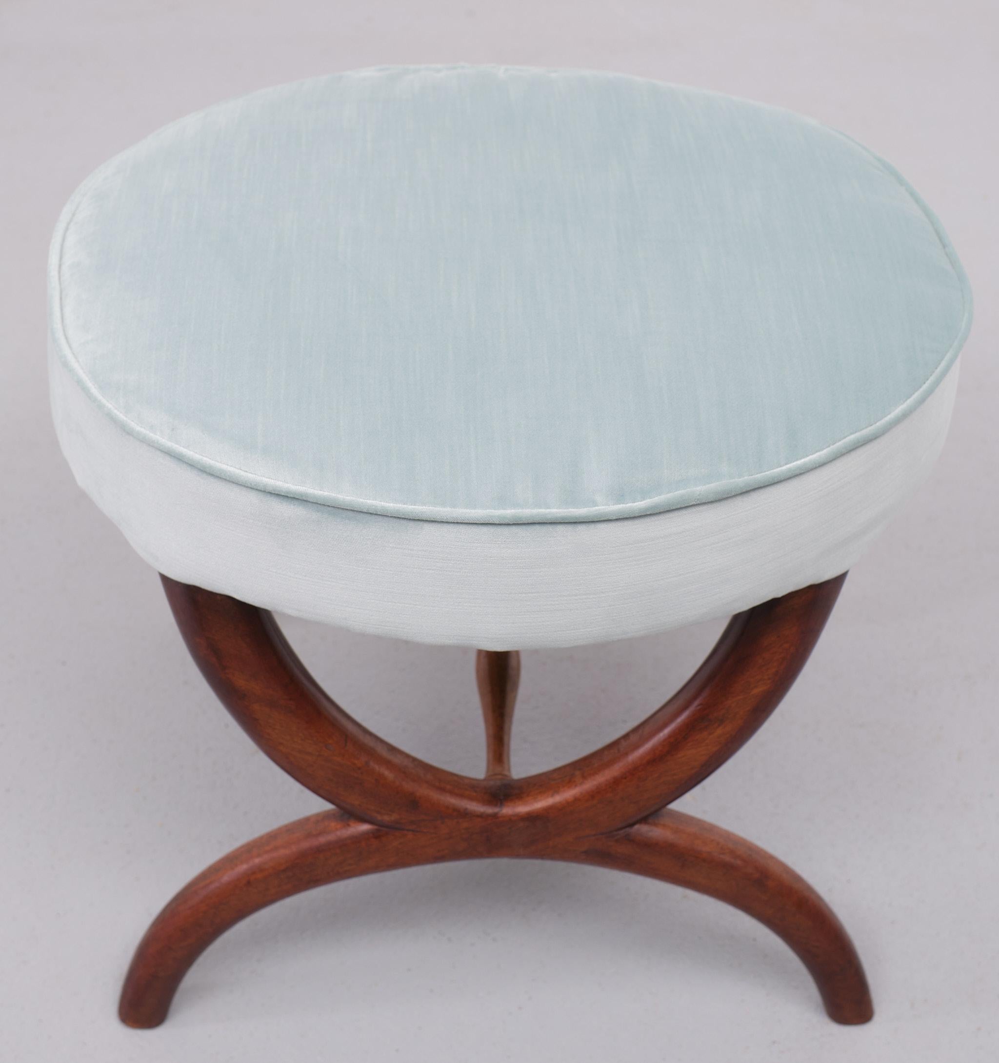 Antique Biedermeier Oval Stool or Ottoman, 1860 1