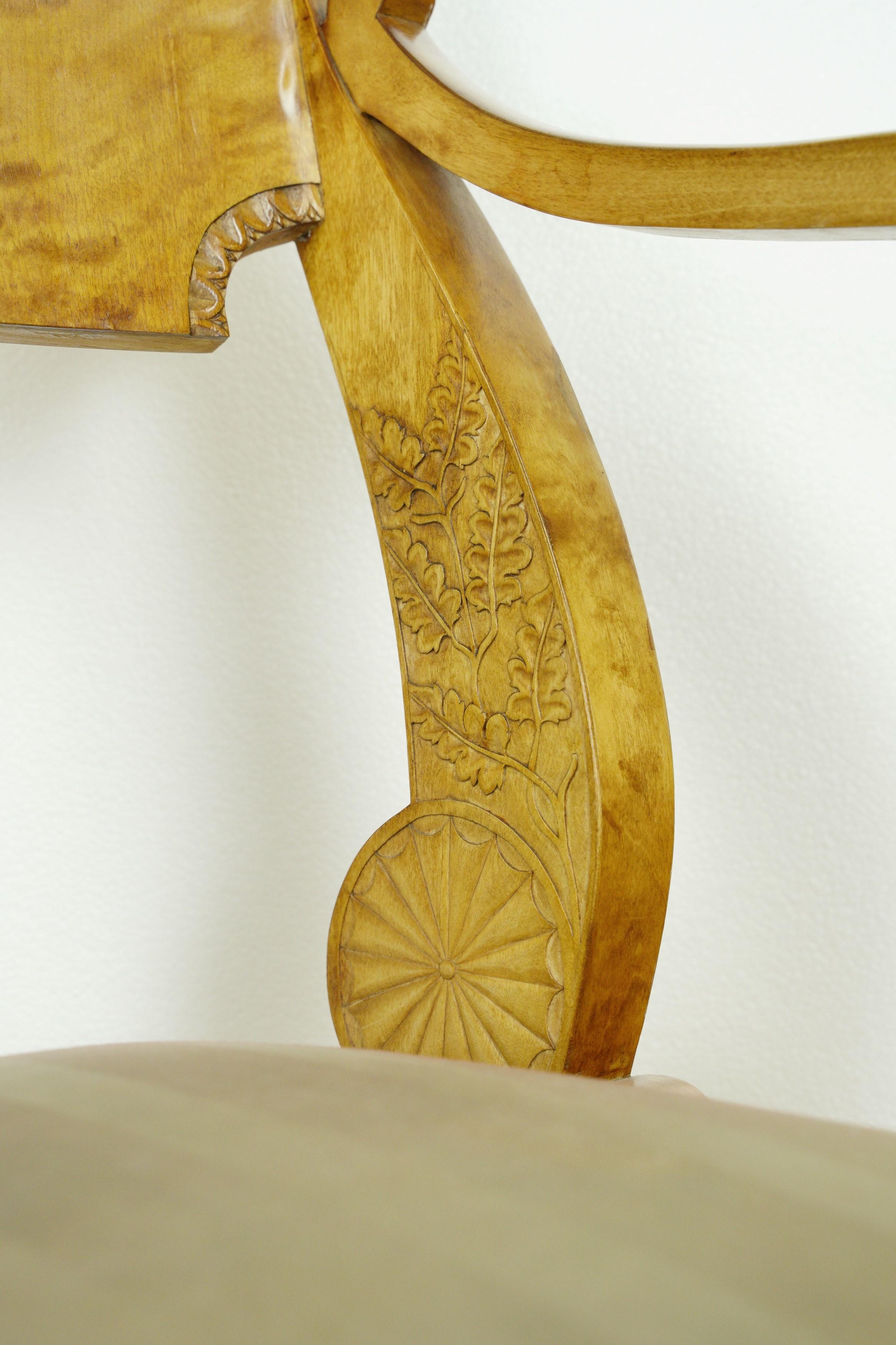 Antique Biedermeier Period Maple Chairs & Tea Table Set For Sale 3