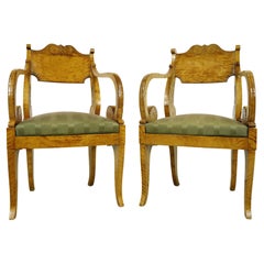 Antique Biedermeier Period Pair of Maple Chairs