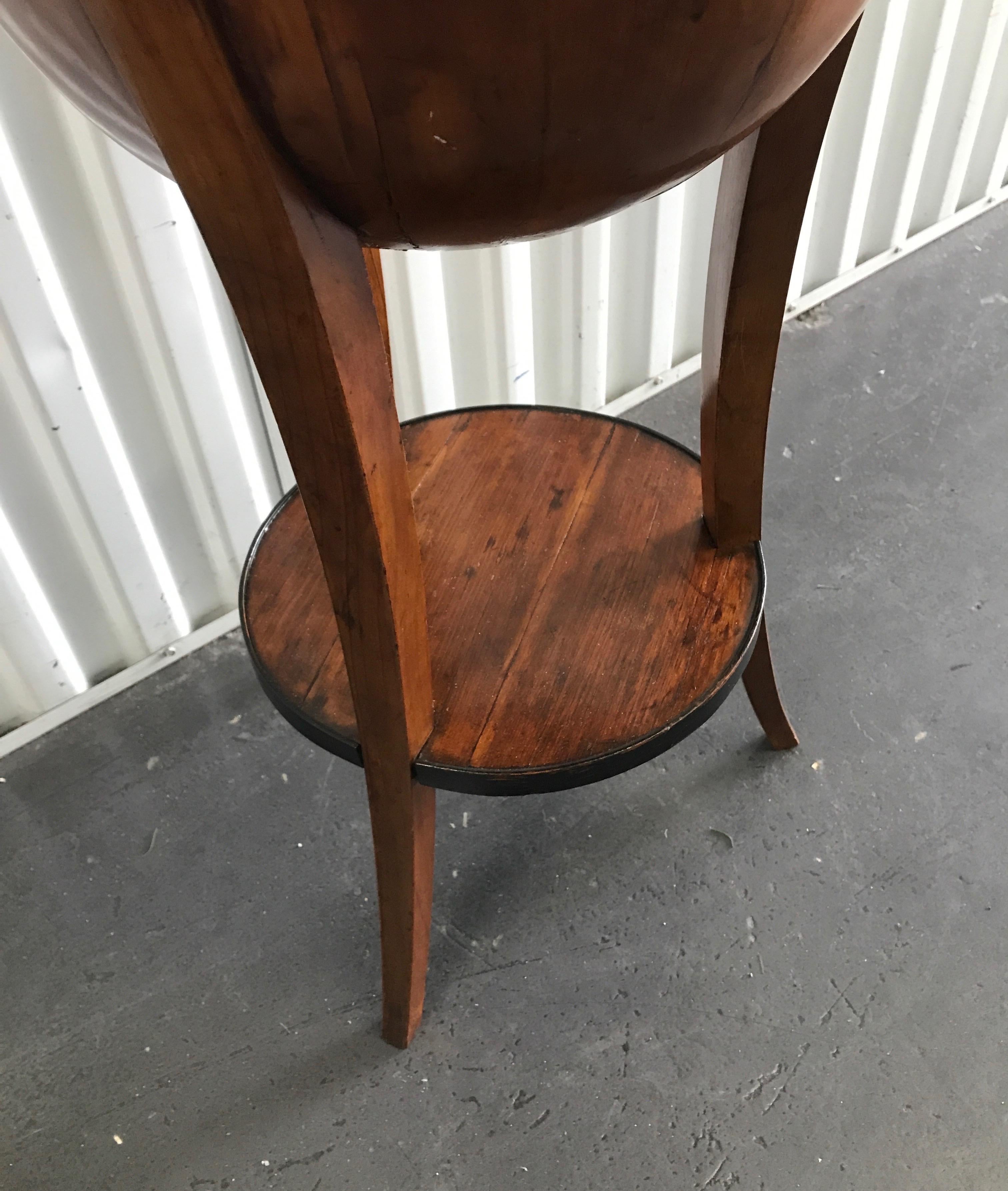 19th Century Antique Biedermeier Round Sewing Side Table