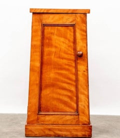 Antique Biedermeier Satin Birch Pyramidal Night Stand Cabinet