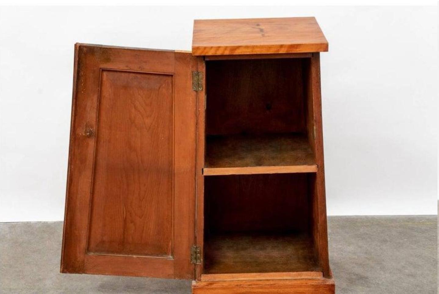 Antique Biedermeier Satin Birch Pyramidal Night Stand Cabinet For Sale 1