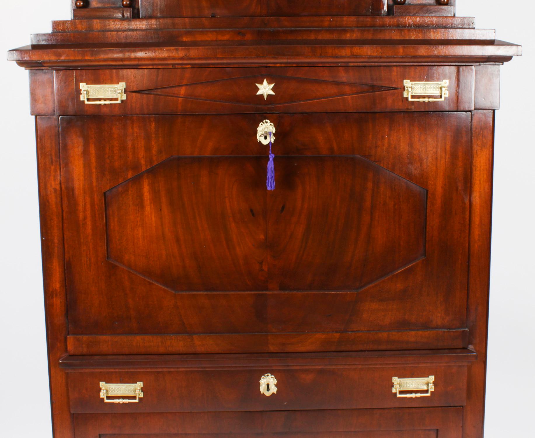 Mid-19th Century Antique Biedermeier Secretaire Chest Secretaire Abattant 19th C For Sale