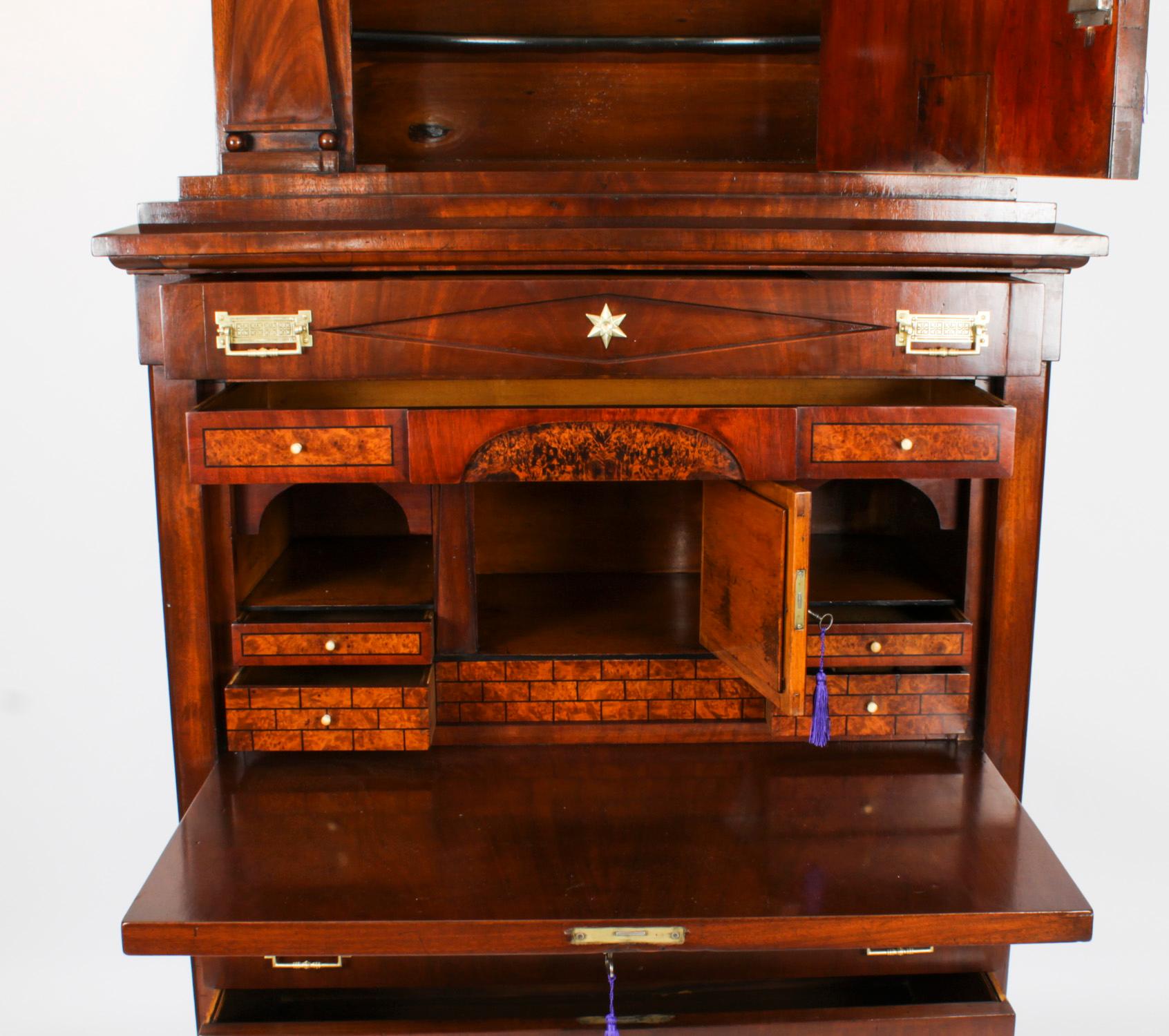 Mahogany Antique Biedermeier Secretaire Chest Secretaire Abattant 19th C For Sale