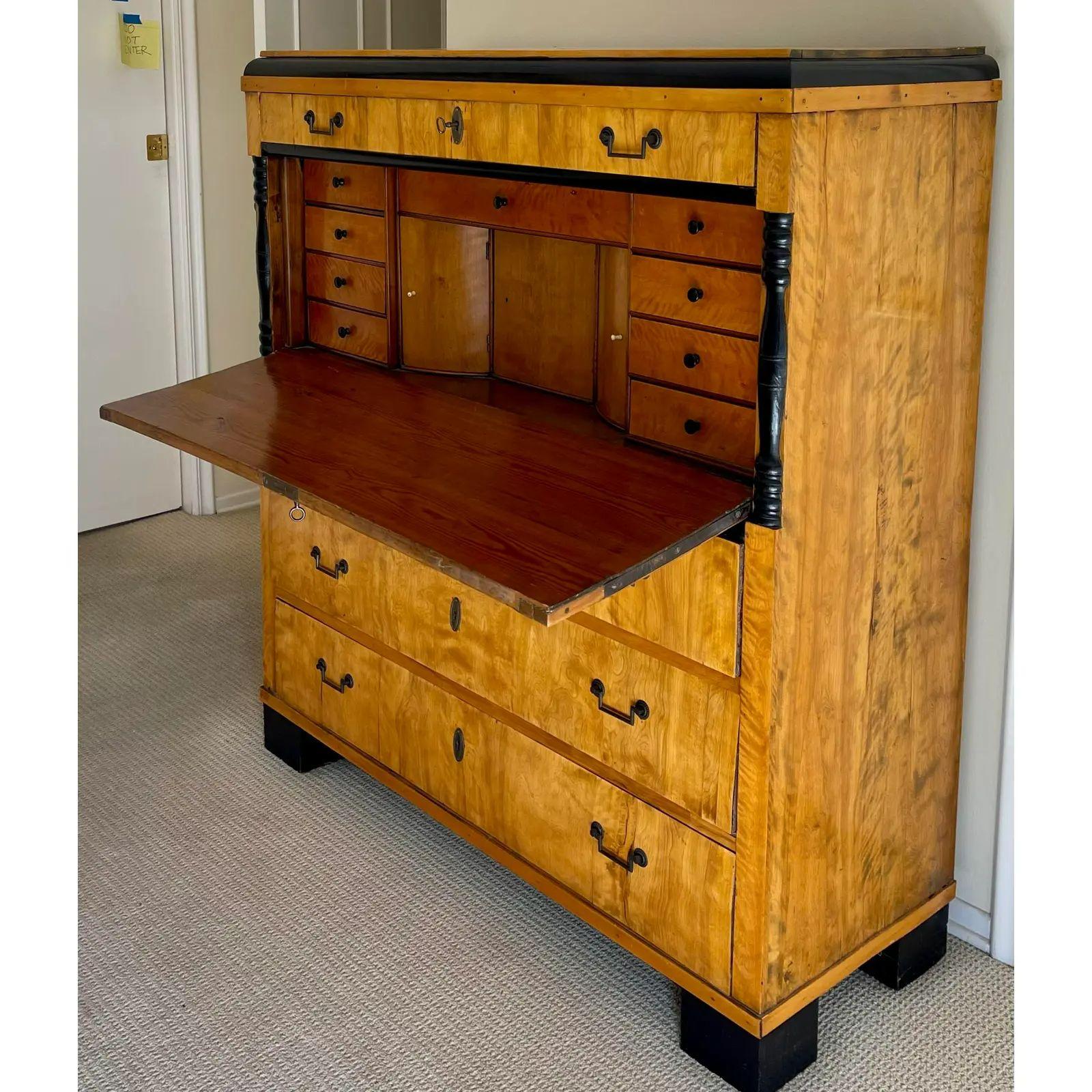 Antique Biedermeier Secretary Desk, Early 19 Century In Good Condition For Sale In LOS ANGELES, CA