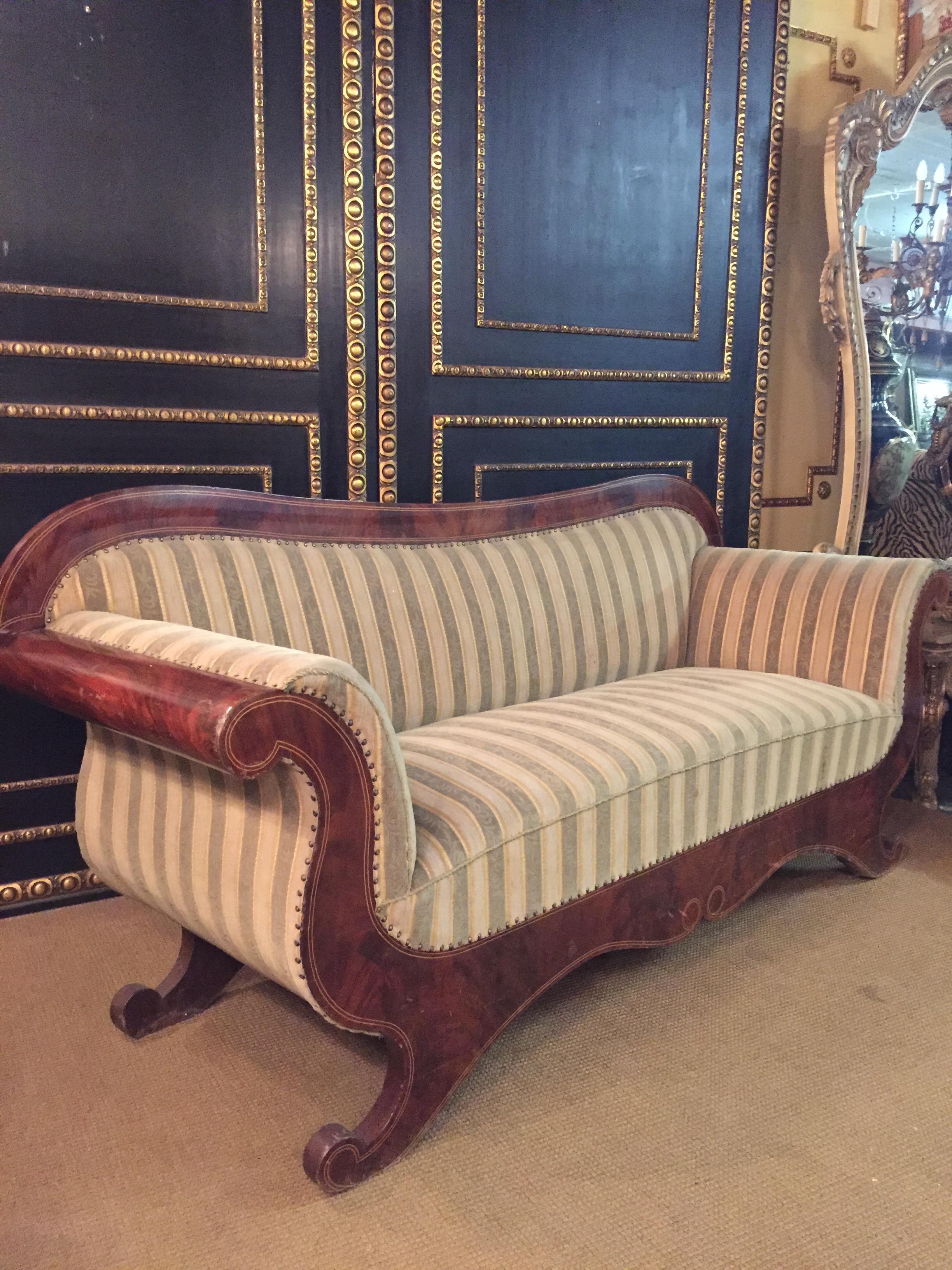 Antique Biedermeier Sofa Couch circa 1825 Mahogany 5