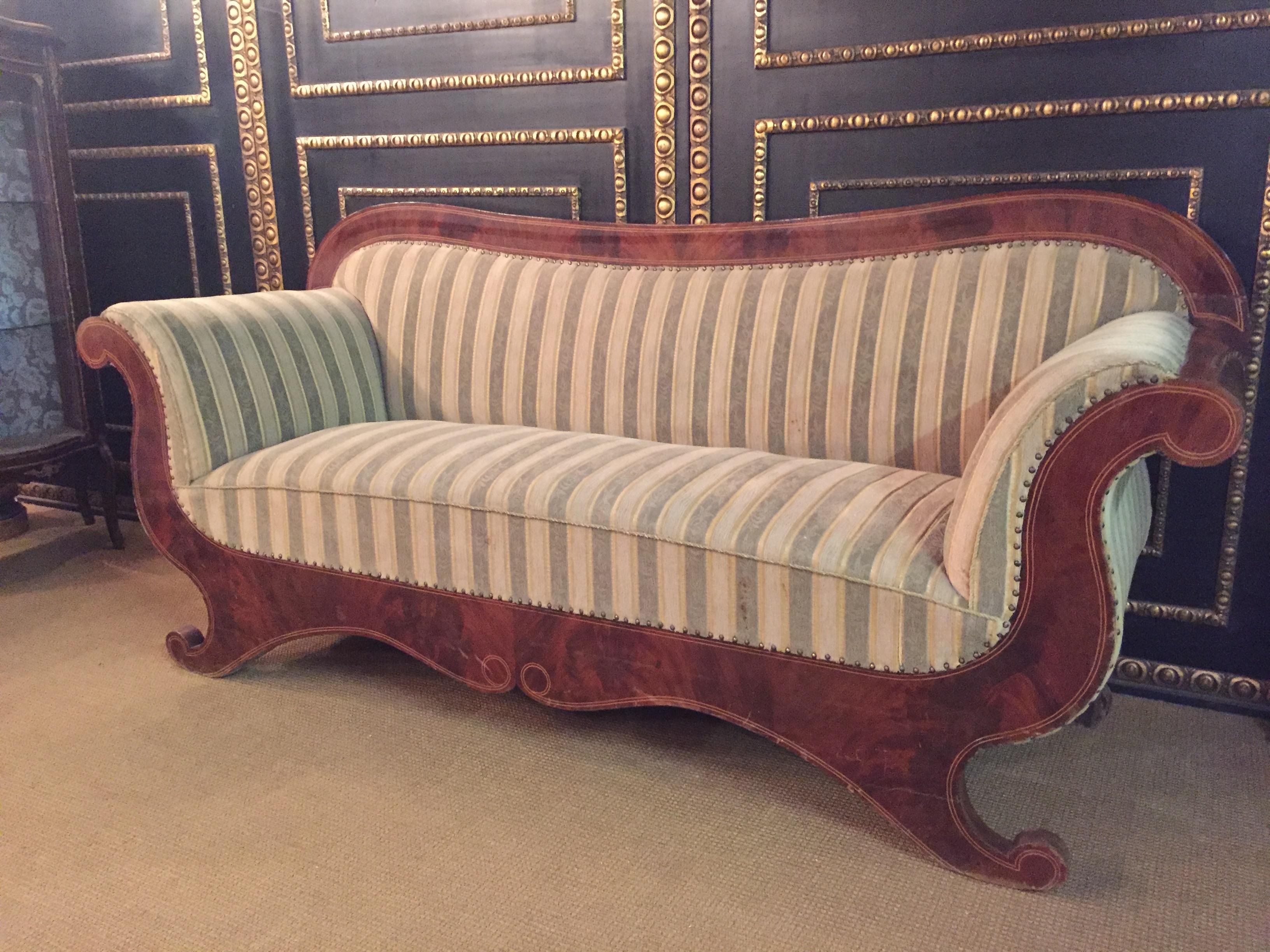 German Antique Biedermeier Sofa Couch circa 1825 Mahogany