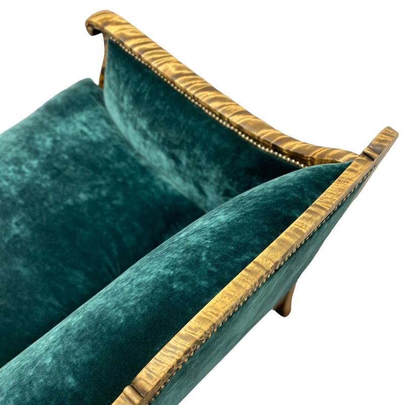 Antique Biedermeier Sofa Emerald Green Velvet Walnut 5
