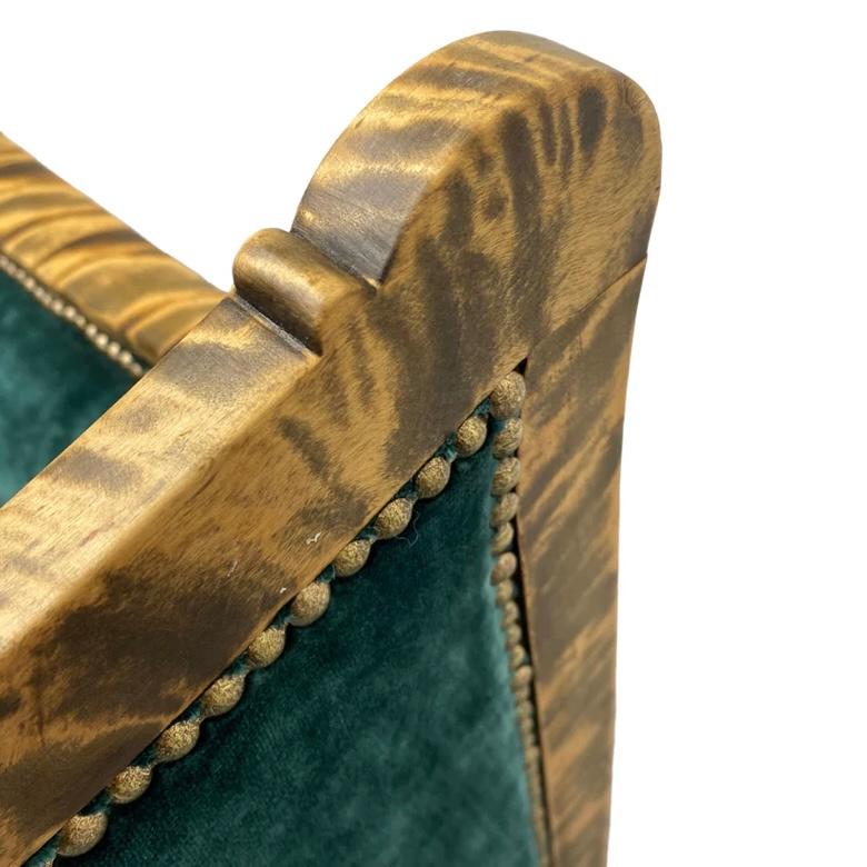 Antique Biedermeier Sofa Emerald Green Velvet Walnut 6