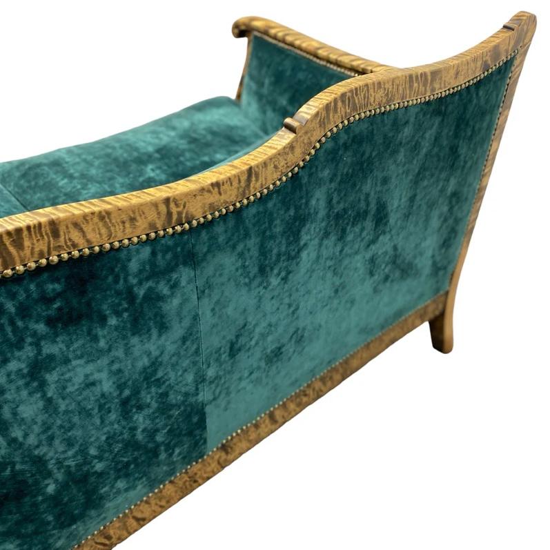 Antique Biedermeier Sofa Emerald Green Velvet Walnut 8