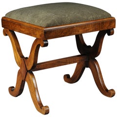 Antique Biedermeier Stool/Bench Walnut, Southern German, circa 1825