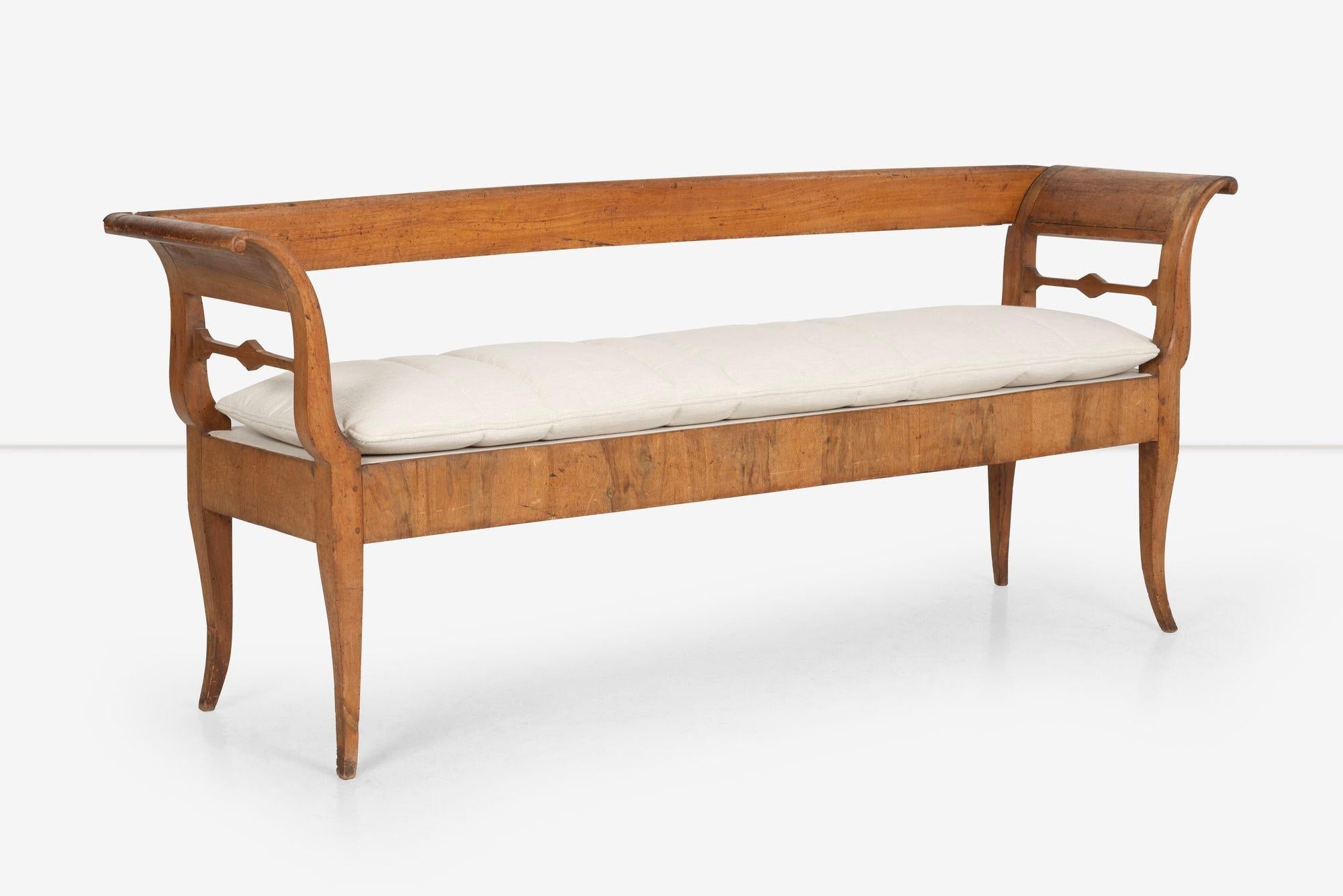 German Antique Biedermeier Style Bench Seat For Sale