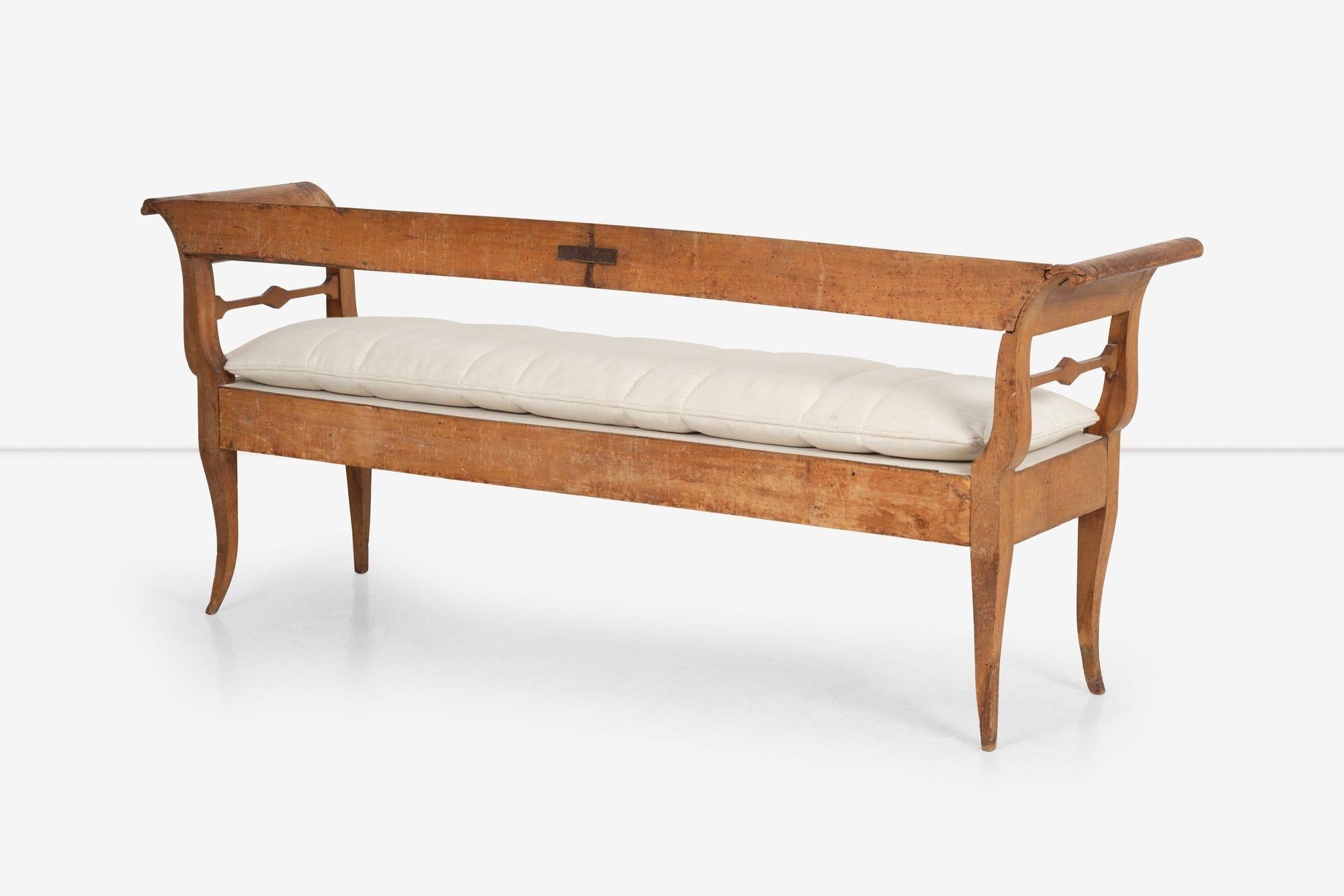 Late 19th Century Antique Biedermeier Style Bench Seat For Sale
