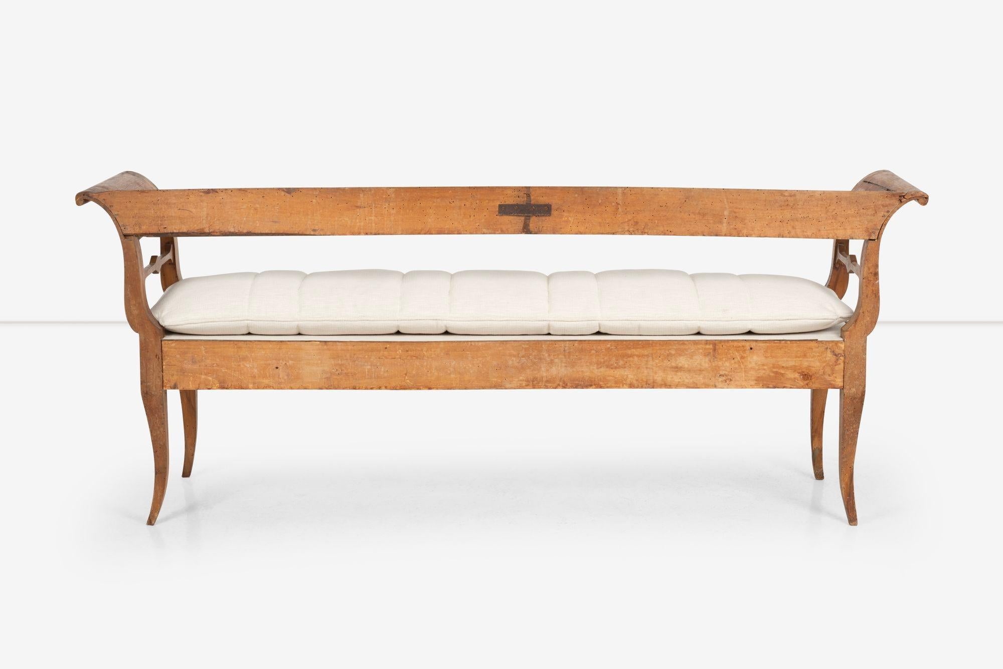 Walnut Antique Biedermeier Style Bench Seat For Sale