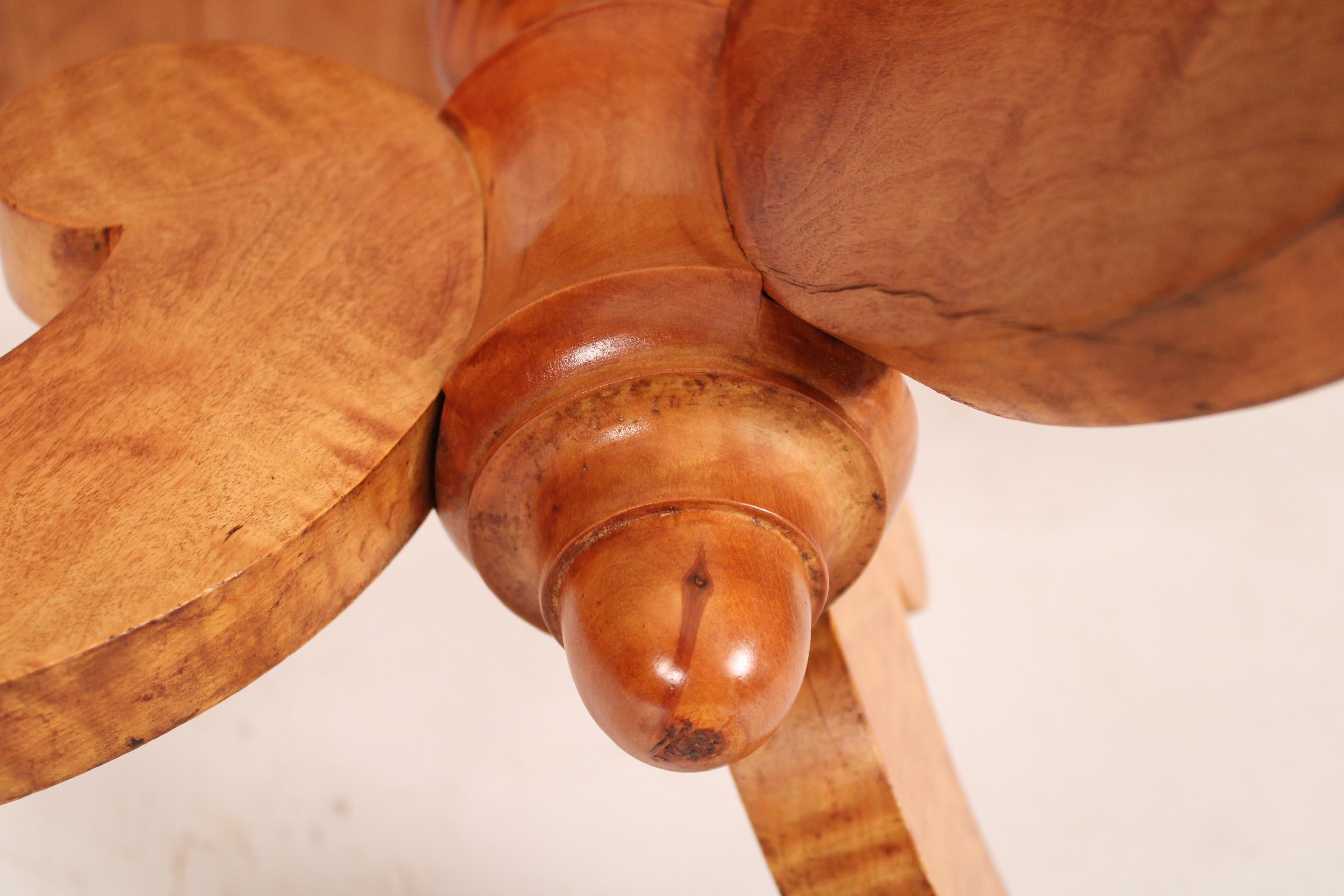 Antique Biedermeier Style Birch End Table For Sale 2