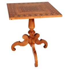 Antique Biedermeier Style Birch End Table