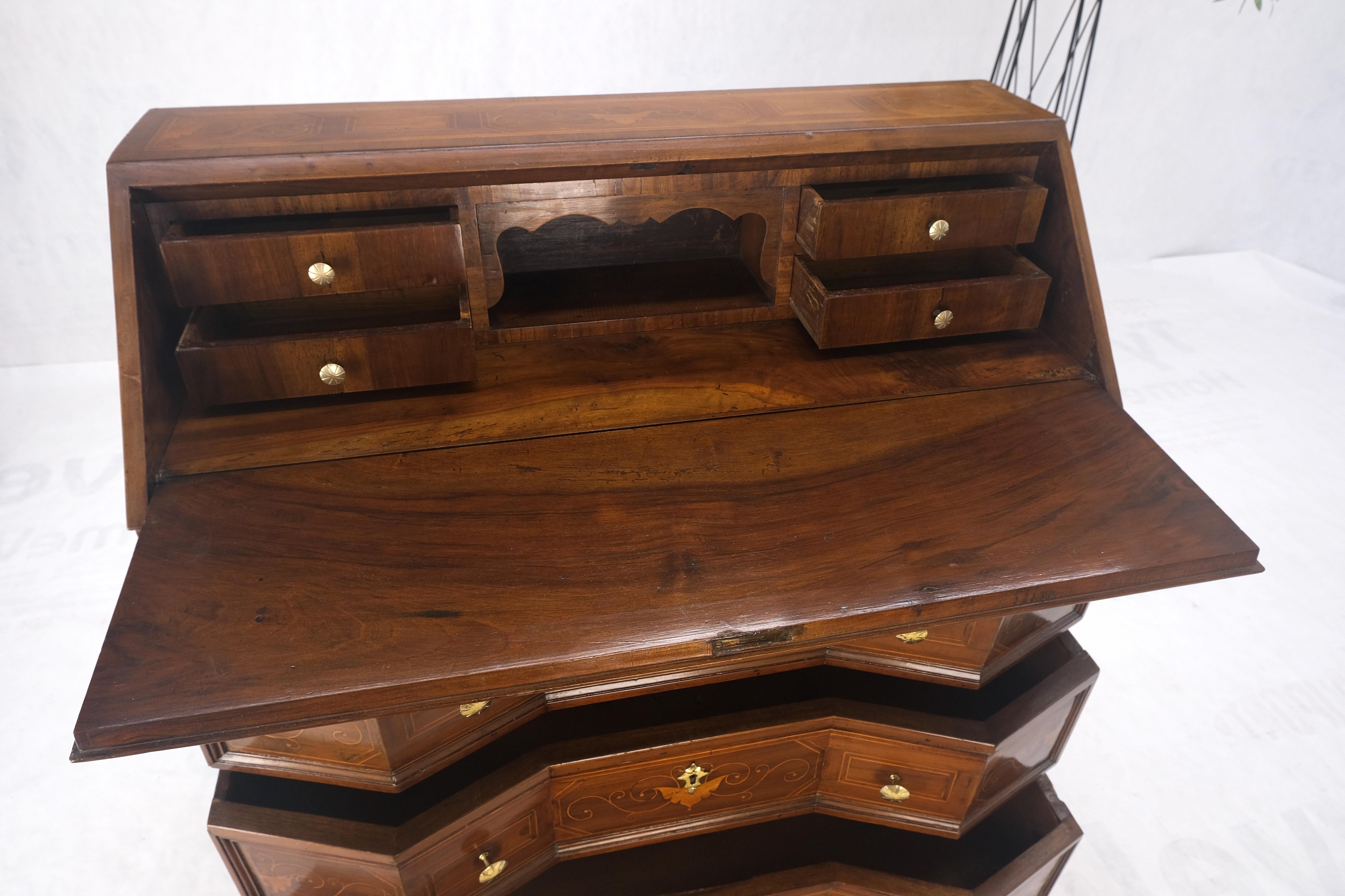 Antique Biedermeier Style Inlay Drop Front Secretary Desk 3 Drawers Dresser NICE For Sale 1