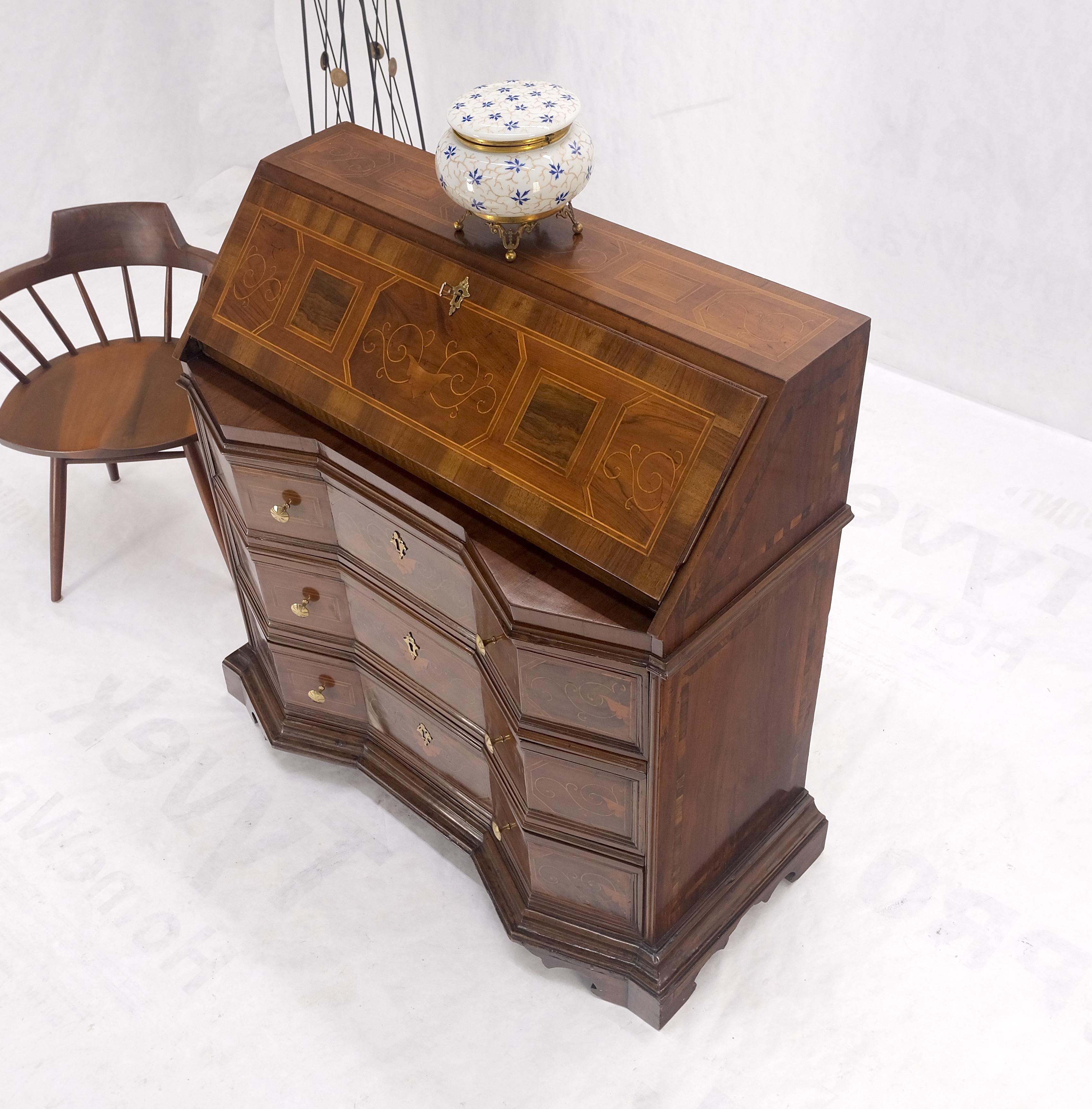 Antique Biedermeier Style Inlay Drop Front Secretary Desk 3 Drawers Dresser NICE For Sale 2