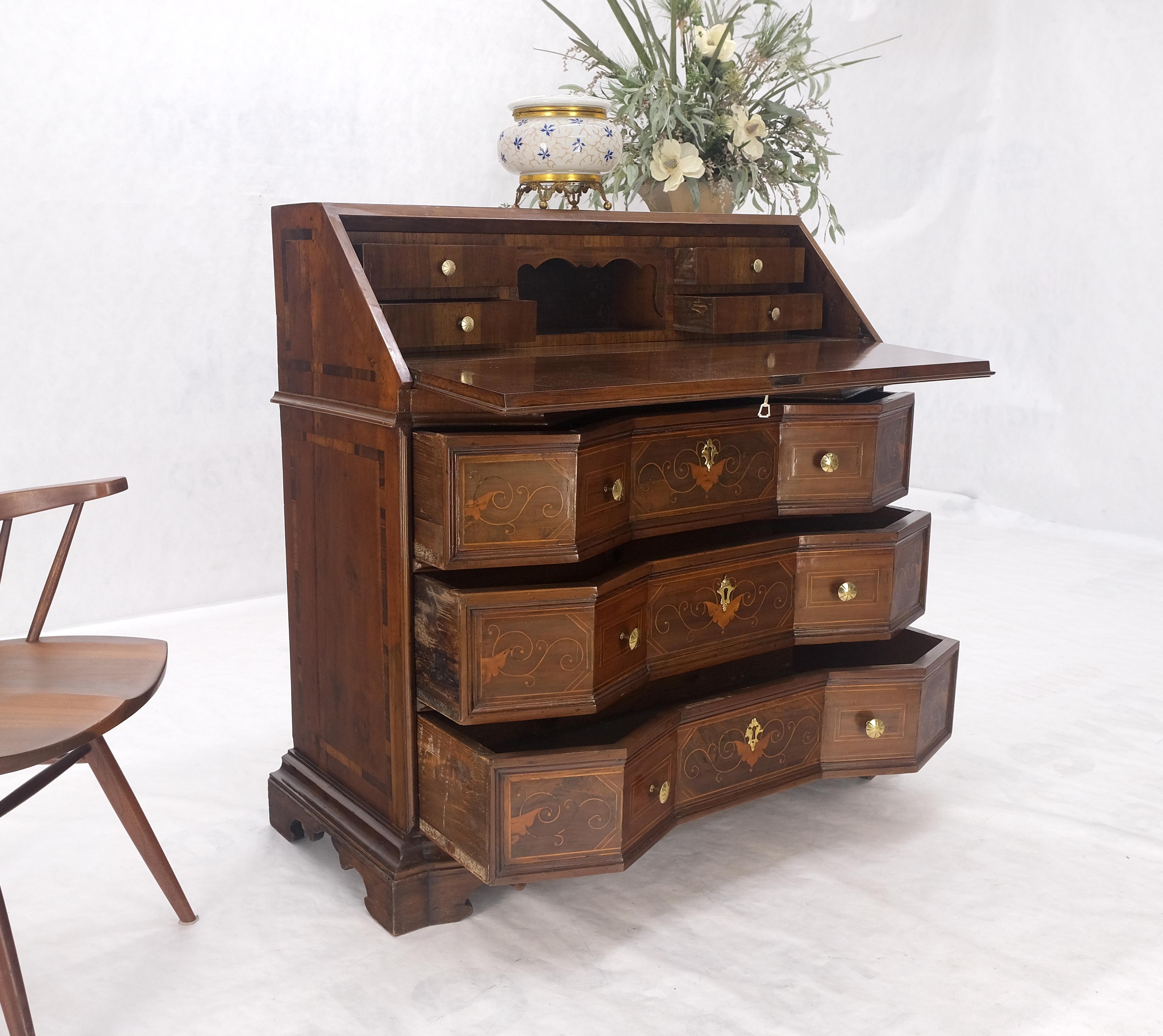 Antique Biedermeier Style Inlay Drop Front Secretary Desk 3 Drawers Dresser NICE For Sale 5