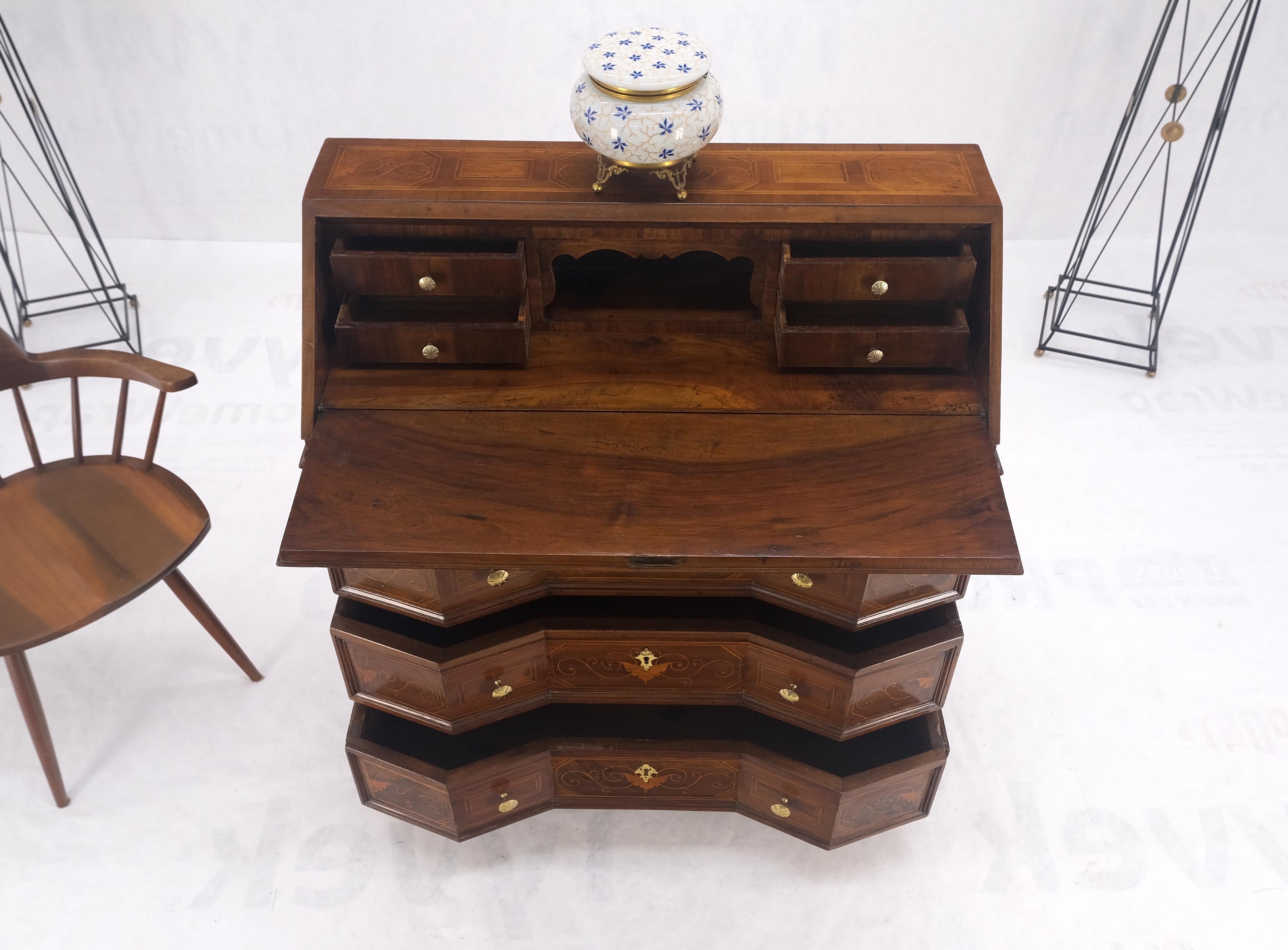 Antique Biedermeier Style Inlay Drop Front Secretary Desk 3 Drawers Dresser NICE For Sale 7