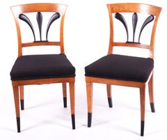 Antique Biedermeier Style Side Chairs, a Pair