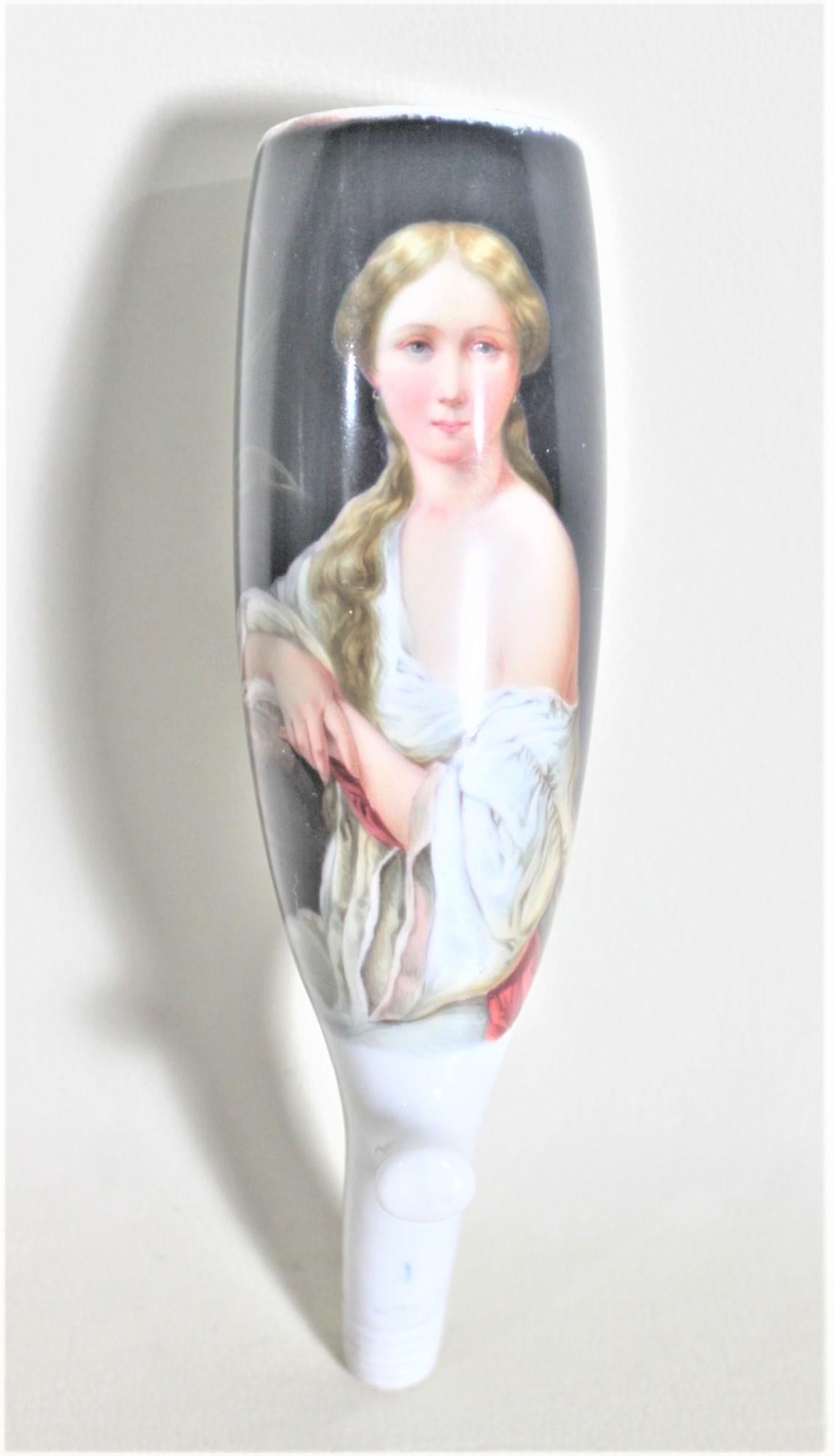 Antique Biedermeier Styled Smoking Pipe Head or Bowl with a Hand-Painted Female For Sale 6