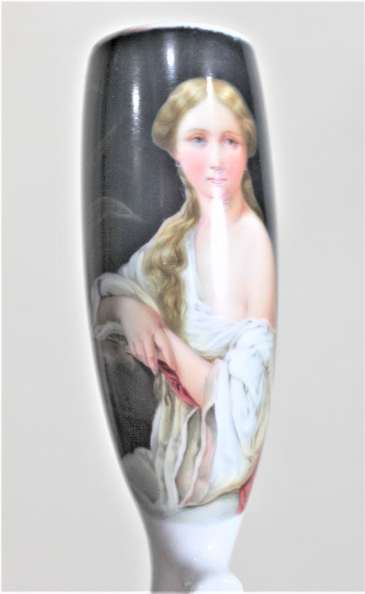 Antique Biedermeier Styled Smoking Pipe Head or Bowl with a Hand-Painted Female In Good Condition For Sale In Hamilton, Ontario