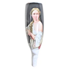 Tête de pipe ou bol de style Biedermeier ancien avec une femme peinte à la main