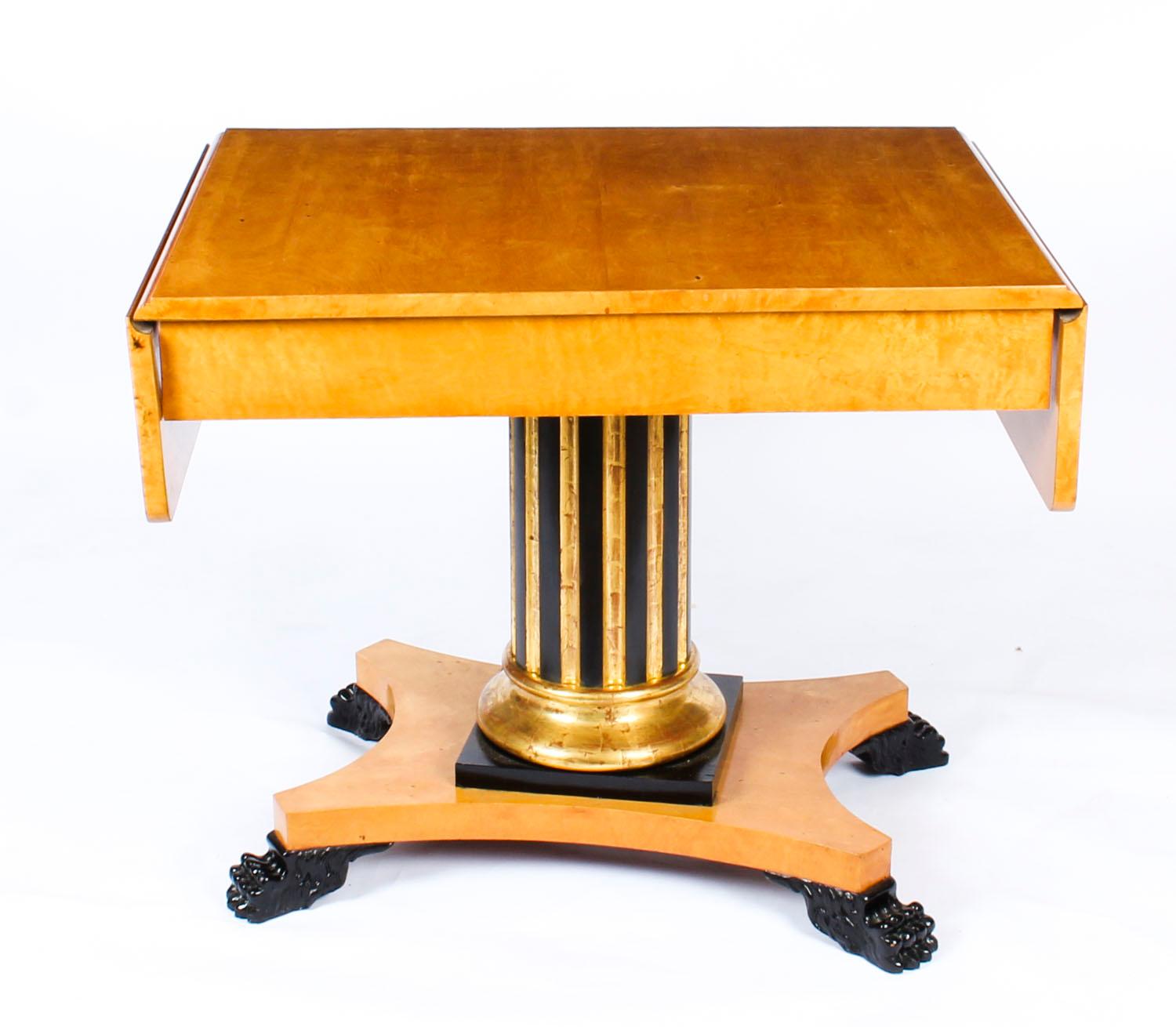 Ancienne table de canapé suédoise Biedermeier en bouleau et bronze doré, 19ème siècle en vente 7