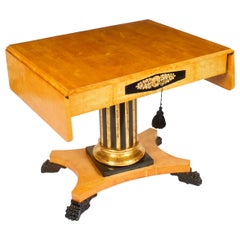 Antique Biedermeier Swedish Birch Ormolu Mounted Sofa Table, 19th Century