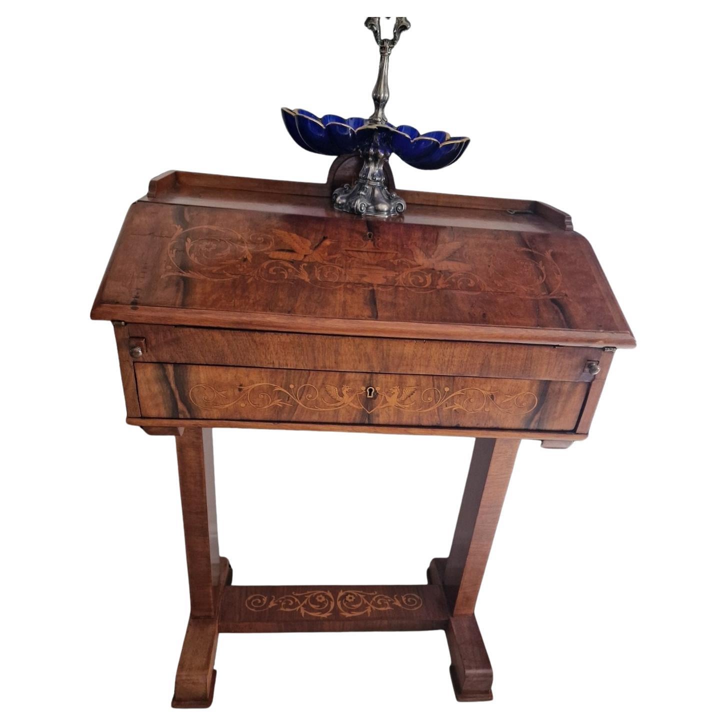 Antique Biedermeier Table, Secretaire, 19th Century For Sale