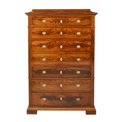 Antique Biedermeier Tall Chest of Drawers/Chest on Chest in West Indies Mahogany