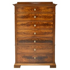 Antique Biedermeier Tall Chest of Drawers/Chest on Chest in West Indies Mahogany