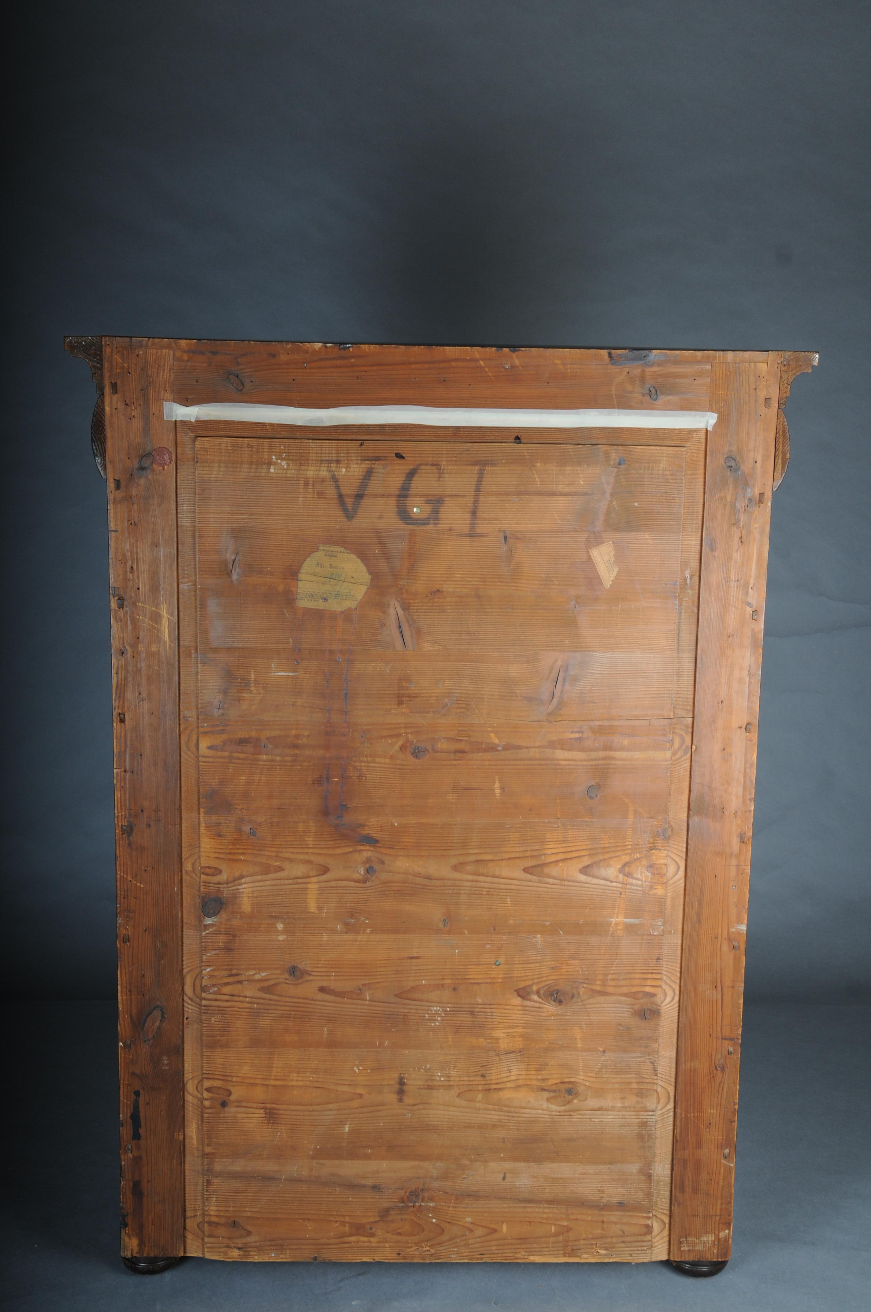 Antigua cómoda alta Biedermeier/Chiffoniere, caoba con arce, circ en venta 10