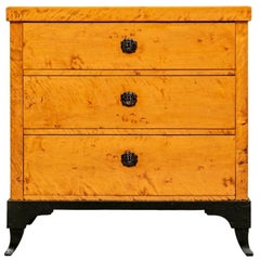 Antique Biedermeier Three-Drawer Birch Commode
