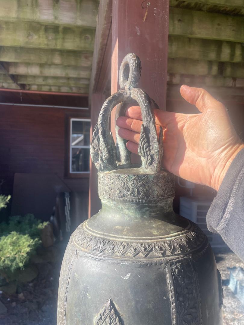Antique Big Bronze Bell with Big Resonating Sound In Good Condition In South Burlington, VT