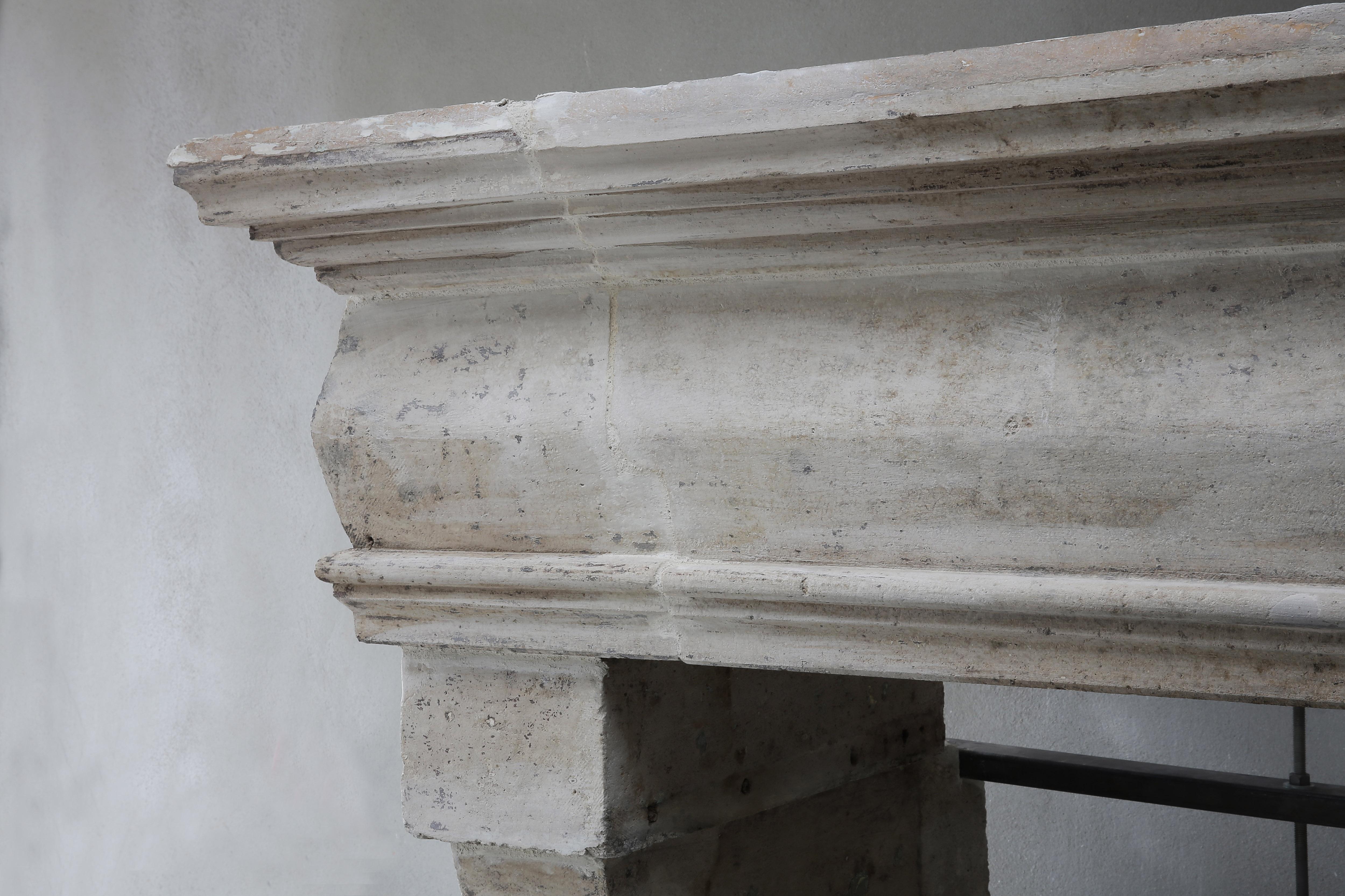 18th Century and Earlier Antique Big Fireplace of French Limestone, Louis XIII, 18th Century